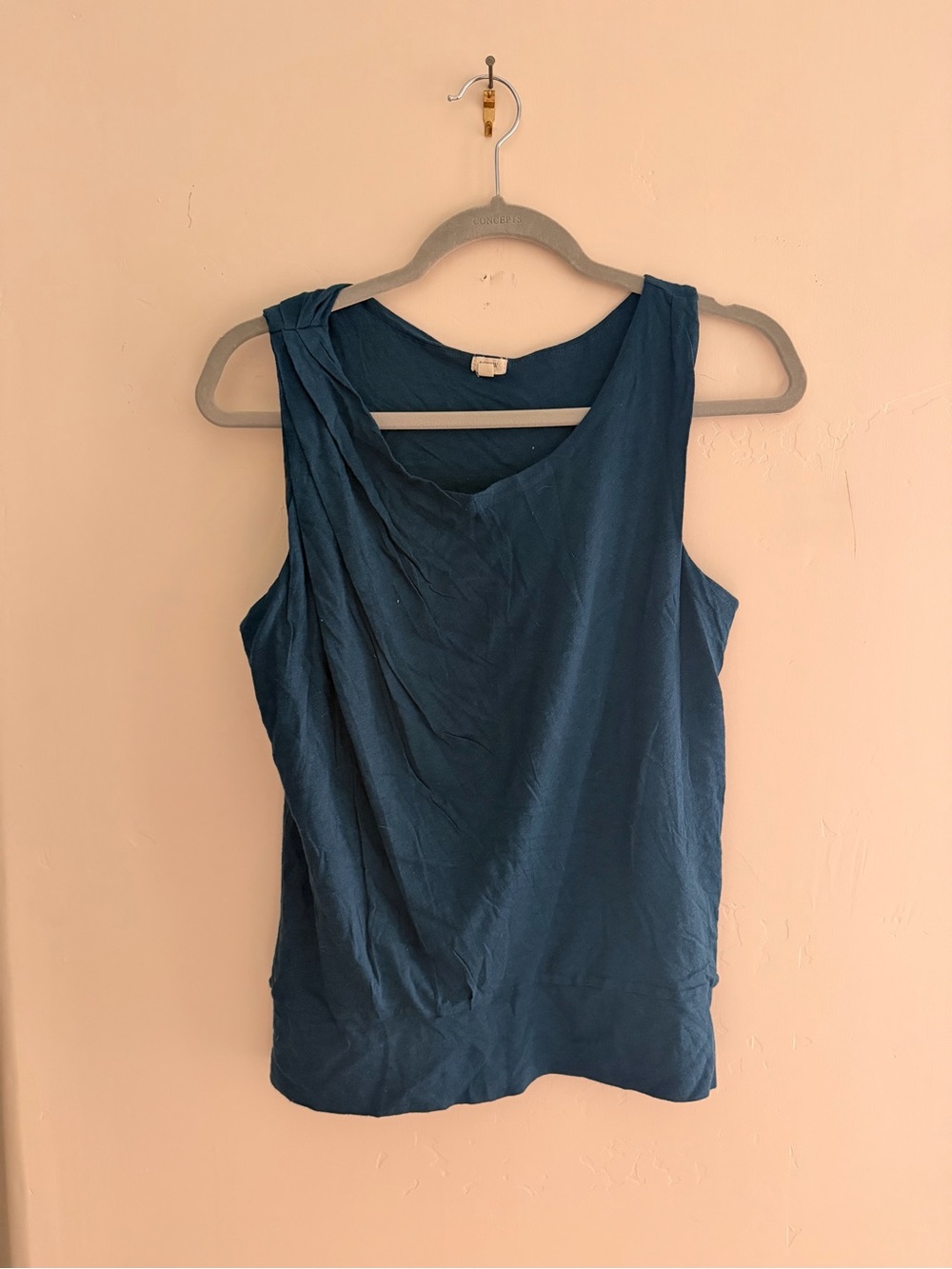 J. Crew Teal Draped Sleeveless Tank